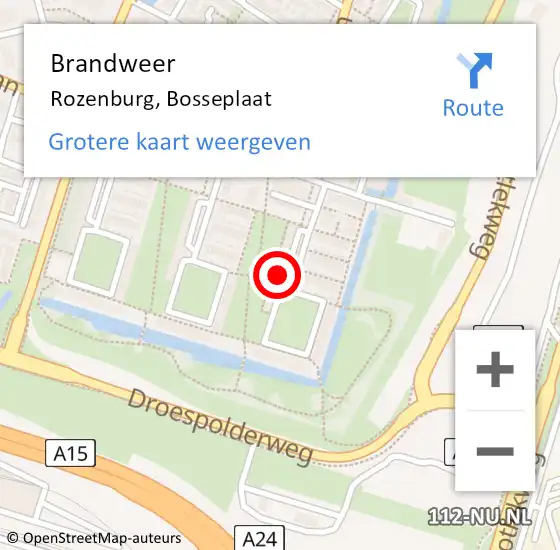 Locatie op kaart van de 112 melding: Brandweer Rozenburg, Bosseplaat op 18 februari 2022 22:19