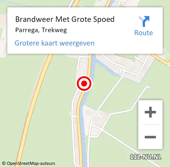 Locatie op kaart van de 112 melding: Brandweer Met Grote Spoed Naar Parrega, Trekweg op 18 februari 2022 22:19