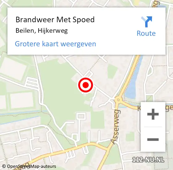 Locatie op kaart van de 112 melding: Brandweer Met Spoed Naar Beilen, Hijkerweg op 18 februari 2022 22:20