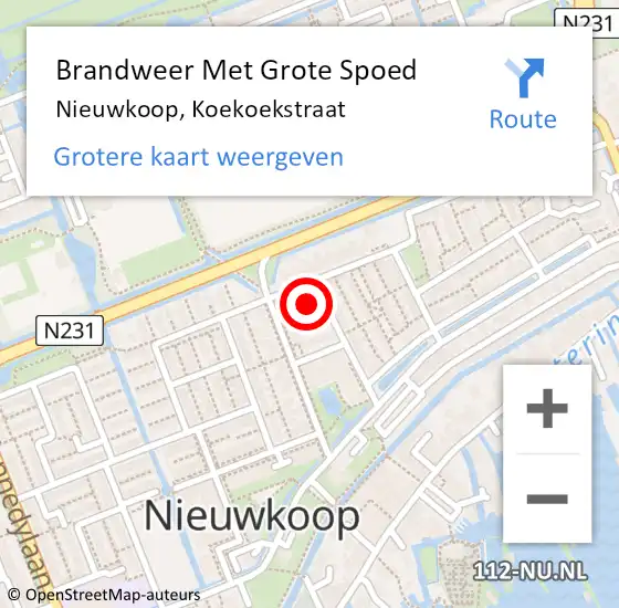 Locatie op kaart van de 112 melding: Brandweer Met Grote Spoed Naar Nieuwkoop, Koekoekstraat op 18 februari 2022 22:20