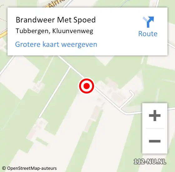 Locatie op kaart van de 112 melding: Brandweer Met Spoed Naar Tubbergen, Kluunvenweg op 18 februari 2022 22:22