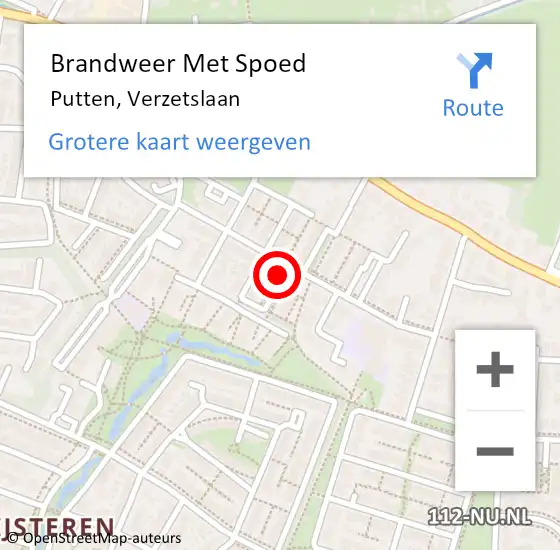 Locatie op kaart van de 112 melding: Brandweer Met Spoed Naar Putten, Verzetslaan op 18 februari 2022 22:26