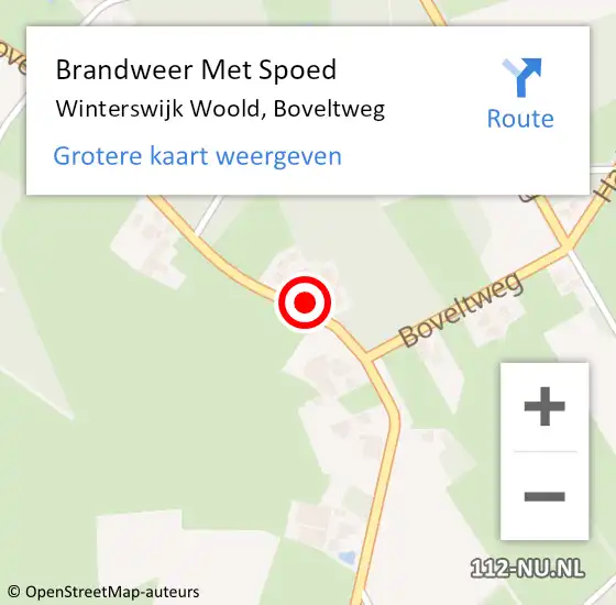 Locatie op kaart van de 112 melding: Brandweer Met Spoed Naar Winterswijk Woold, Boveltweg op 18 februari 2022 22:27