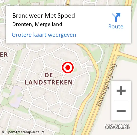 Locatie op kaart van de 112 melding: Brandweer Met Spoed Naar Dronten, Mergelland op 18 februari 2022 22:28