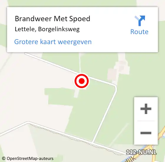 Locatie op kaart van de 112 melding: Brandweer Met Spoed Naar Lettele, Borgelinksweg op 18 februari 2022 22:28