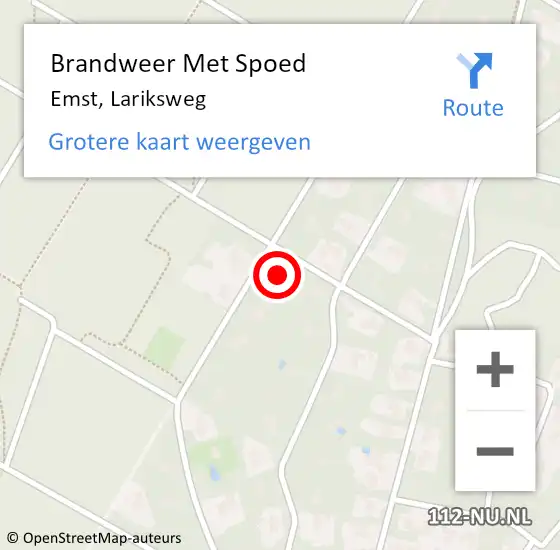 Locatie op kaart van de 112 melding: Brandweer Met Spoed Naar Emst, Lariksweg op 18 februari 2022 22:30