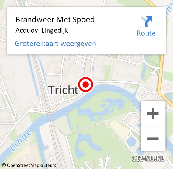 Locatie op kaart van de 112 melding: Brandweer Met Spoed Naar Acquoy, Lingedijk op 18 februari 2022 22:36