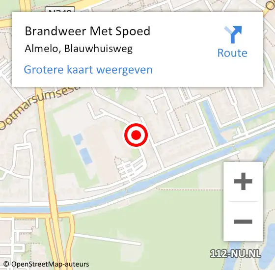 Locatie op kaart van de 112 melding: Brandweer Met Spoed Naar Almelo, Blauwhuisweg op 18 februari 2022 22:37