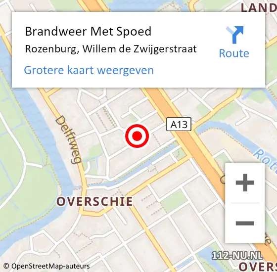 Locatie op kaart van de 112 melding: Brandweer Met Spoed Naar Rozenburg, Willem de Zwijgerstraat op 18 februari 2022 22:39