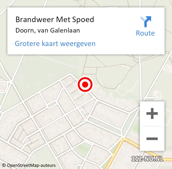 Locatie op kaart van de 112 melding: Brandweer Met Spoed Naar Doorn, van Galenlaan op 18 februari 2022 22:40