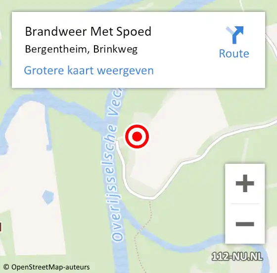 Locatie op kaart van de 112 melding: Brandweer Met Spoed Naar Bergentheim, Brinkweg op 18 februari 2022 22:40