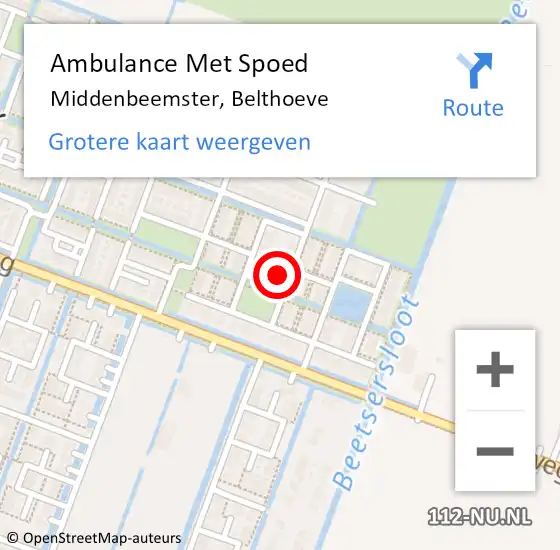 Locatie op kaart van de 112 melding: Ambulance Met Spoed Naar Middenbeemster, Belthoeve op 18 februari 2022 22:42