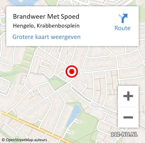 Locatie op kaart van de 112 melding: Brandweer Met Spoed Naar Hengelo, Krabbenbosplein op 18 februari 2022 22:45