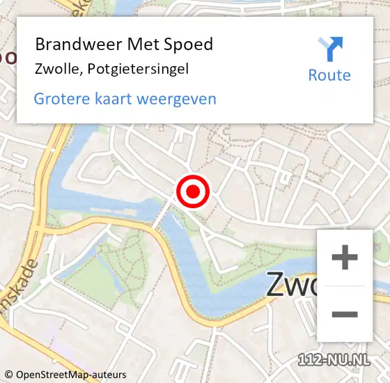 Locatie op kaart van de 112 melding: Brandweer Met Spoed Naar Zwolle, Potgietersingel op 18 februari 2022 22:47