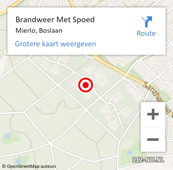 Locatie op kaart van de 112 melding: Brandweer Met Spoed Naar Mierlo, Boslaan op 18 februari 2022 22:47