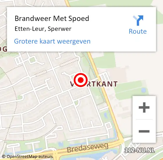 Locatie op kaart van de 112 melding: Brandweer Met Spoed Naar Etten-Leur, Sperwer op 18 februari 2022 22:48