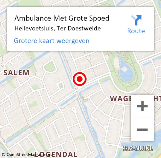 Locatie op kaart van de 112 melding: Ambulance Met Grote Spoed Naar Hellevoetsluis, Ter Doestweide op 8 juli 2014 18:48