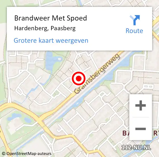 Locatie op kaart van de 112 melding: Brandweer Met Spoed Naar Hardenberg, Paasberg op 18 februari 2022 22:53