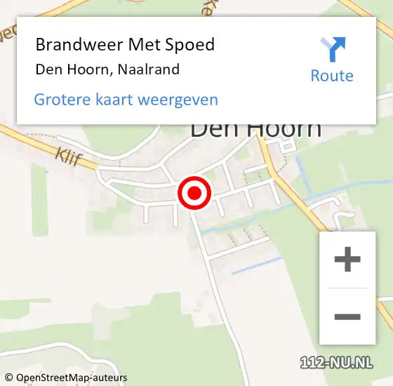 Locatie op kaart van de 112 melding: Brandweer Met Spoed Naar Den Hoorn, Naalrand op 18 februari 2022 23:00