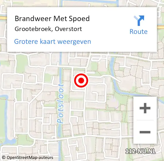 Locatie op kaart van de 112 melding: Brandweer Met Spoed Naar Grootebroek, Overstort op 18 februari 2022 23:03