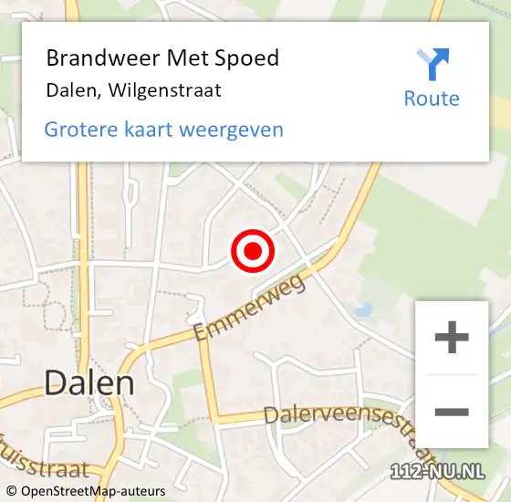 Locatie op kaart van de 112 melding: Brandweer Met Spoed Naar Dalen, Wilgenstraat op 18 februari 2022 23:04