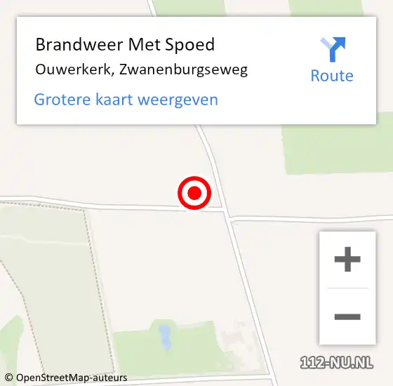 Locatie op kaart van de 112 melding: Brandweer Met Spoed Naar Ouwerkerk, Zwanenburgseweg op 18 februari 2022 23:05