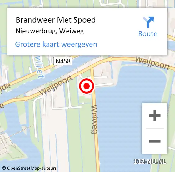 Locatie op kaart van de 112 melding: Brandweer Met Spoed Naar Nieuwerbrug, Weiweg op 18 februari 2022 23:07