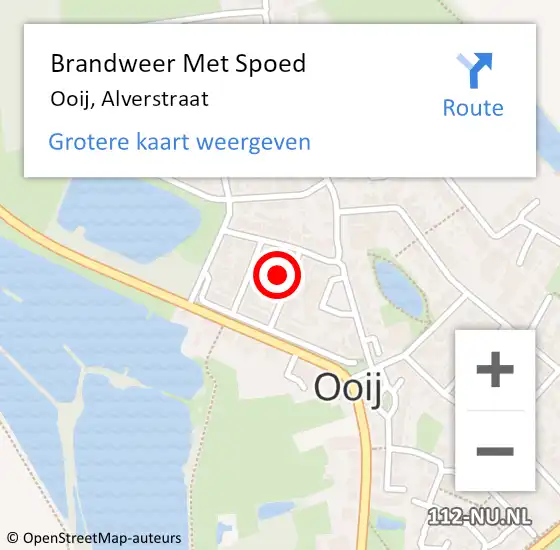 Locatie op kaart van de 112 melding: Brandweer Met Spoed Naar Ooij, Alverstraat op 18 februari 2022 23:08