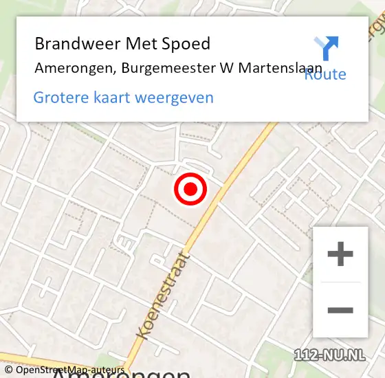 Locatie op kaart van de 112 melding: Brandweer Met Spoed Naar Amerongen, Burgemeester W Martenslaan op 18 februari 2022 23:10