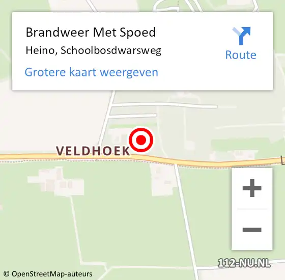 Locatie op kaart van de 112 melding: Brandweer Met Spoed Naar Heino, Schoolbosdwarsweg op 18 februari 2022 23:13