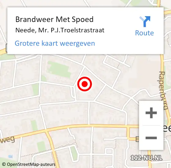 Locatie op kaart van de 112 melding: Brandweer Met Spoed Naar Neede, Mr. P.J.Troelstrastraat op 18 februari 2022 23:13