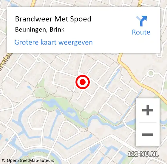 Locatie op kaart van de 112 melding: Brandweer Met Spoed Naar Beuningen, Brink op 18 februari 2022 23:16