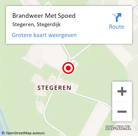 Locatie op kaart van de 112 melding: Brandweer Met Spoed Naar Stegeren, Stegerdijk op 18 februari 2022 23:17