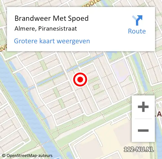 Locatie op kaart van de 112 melding: Brandweer Met Spoed Naar Almere, Piranesistraat op 18 februari 2022 23:19