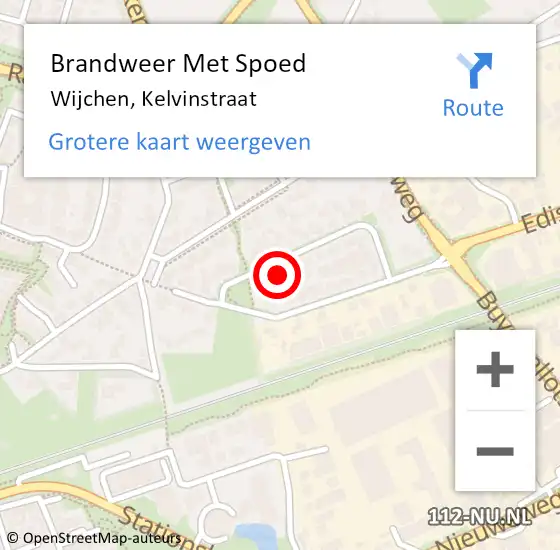 Locatie op kaart van de 112 melding: Brandweer Met Spoed Naar Wijchen, Kelvinstraat op 18 februari 2022 23:21