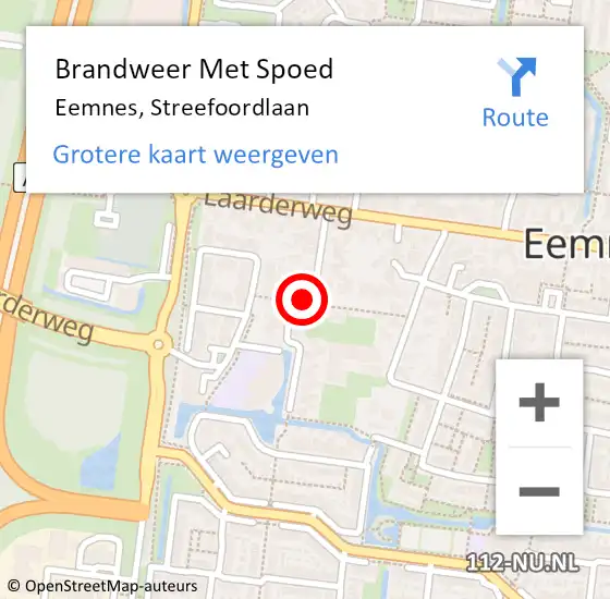 Locatie op kaart van de 112 melding: Brandweer Met Spoed Naar Eemnes, Streefoordlaan op 18 februari 2022 23:24