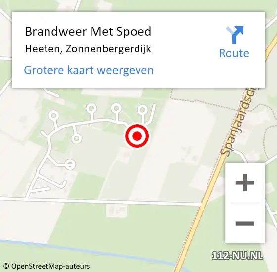 Locatie op kaart van de 112 melding: Brandweer Met Spoed Naar Heeten, Zonnenbergerdijk op 18 februari 2022 23:27