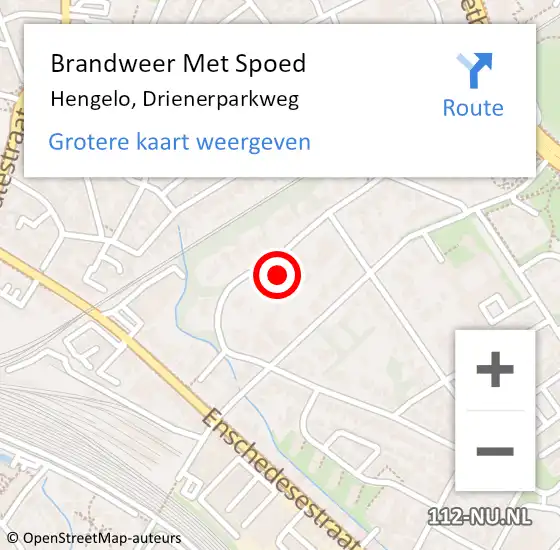 Locatie op kaart van de 112 melding: Brandweer Met Spoed Naar Hengelo, Drienerparkweg op 18 februari 2022 23:27