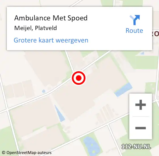 Locatie op kaart van de 112 melding: Ambulance Met Spoed Naar Meijel, Platveld op 8 juli 2014 18:53