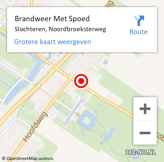 Locatie op kaart van de 112 melding: Brandweer Met Spoed Naar Slochteren, Noordbroeksterweg op 18 februari 2022 23:30