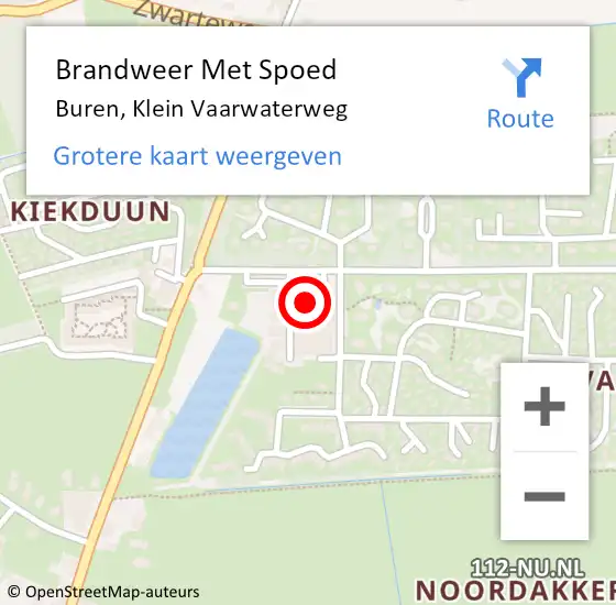 Locatie op kaart van de 112 melding: Brandweer Met Spoed Naar Buren, Klein Vaarwaterweg op 18 februari 2022 23:33
