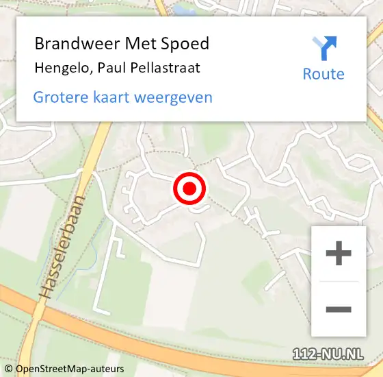 Locatie op kaart van de 112 melding: Brandweer Met Spoed Naar Hengelo, Paul Pellastraat op 18 februari 2022 23:34