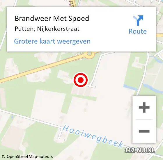 Locatie op kaart van de 112 melding: Brandweer Met Spoed Naar Putten, Nijkerkerstraat op 18 februari 2022 23:35