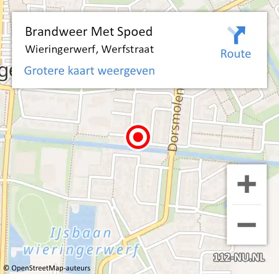 Locatie op kaart van de 112 melding: Brandweer Met Spoed Naar Wieringerwerf, Werfstraat op 18 februari 2022 23:36