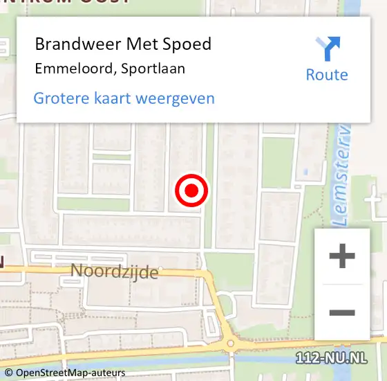 Locatie op kaart van de 112 melding: Brandweer Met Spoed Naar Emmeloord, Sportlaan op 18 februari 2022 23:38