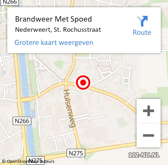 Locatie op kaart van de 112 melding: Brandweer Met Spoed Naar Nederweert, St. Rochusstraat op 18 februari 2022 23:43