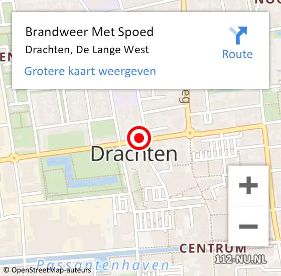 Locatie op kaart van de 112 melding: Brandweer Met Spoed Naar Drachten, De Lange West op 18 februari 2022 23:43