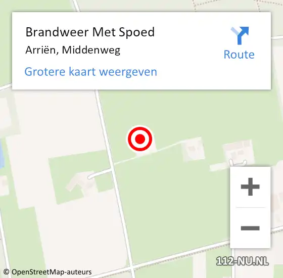 Locatie op kaart van de 112 melding: Brandweer Met Spoed Naar Arriën, Middenweg op 18 februari 2022 23:45