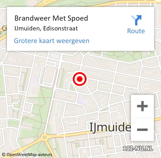Locatie op kaart van de 112 melding: Brandweer Met Spoed Naar IJmuiden, Edisonstraat op 18 februari 2022 23:48