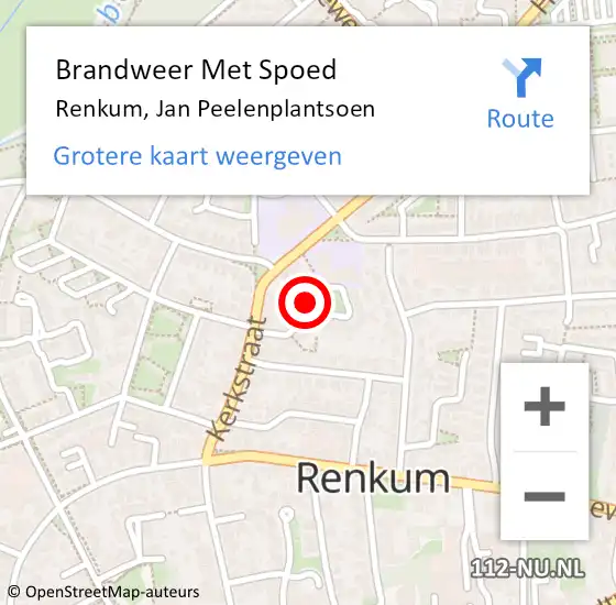 Locatie op kaart van de 112 melding: Brandweer Met Spoed Naar Renkum, Jan Peelenplantsoen op 18 februari 2022 23:50